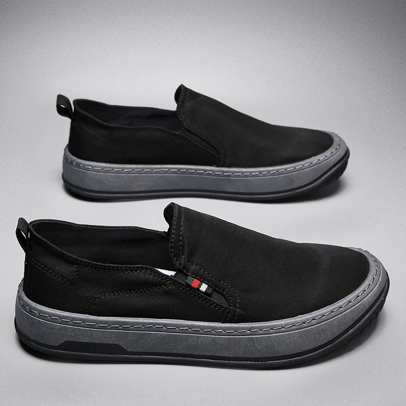 Мужские летние туфли 2025: новая модель, тканевые туфли в стиле старого Пекина, мужские нескользящие слипоны для вождения, из ледяного шелка и канваса