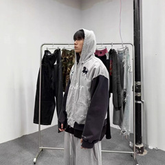 grailz project vibe拼接水洗做旧破洞破坏刺绣战马拉链帽衫卫衣