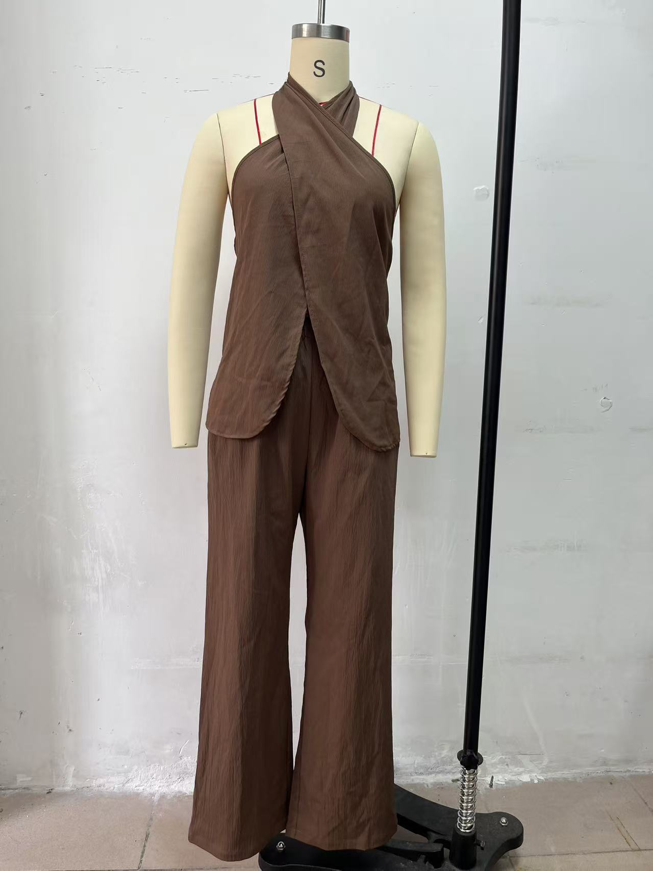 2026 New European And American Women's Clothing Off Shoulder Sleeveless Fashion Trousers Fashion Casual Set_ecoleips.com