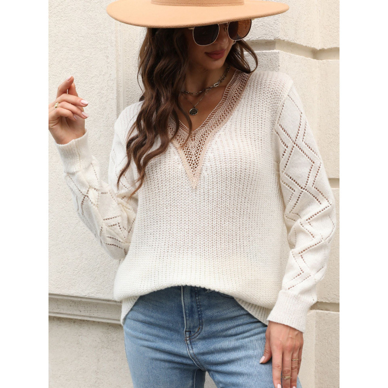 U 38689 V-Neck Loose Pullover Sweater V-Neck Loose Pullover Sweater Cross-Border U 38689 V-Neck Loose Pullover Sweater V-Neck Loose Pullover Sweater Cross-Border