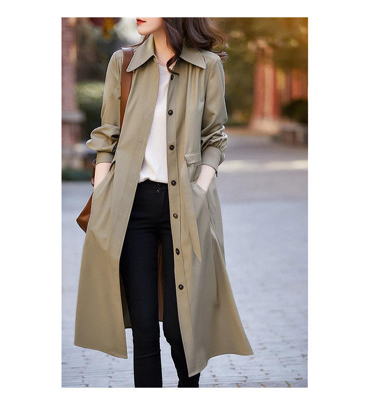 Trench leggero da donna, primavera 2025, nuovo stile coreano, elegante, trendy, cappotto petite, giacca-camicia di media lunghezza_voghion.com