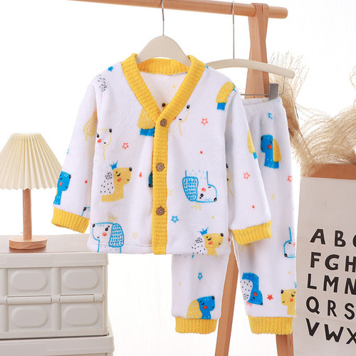 【】Children's Homecoming Cardigan Set for Girls, Soft and Fluffy Floral Print, Loose Fleece Suit