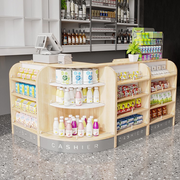 Supermarket Corner Reception Counter, Mother and Baby Store, Shop Counter, Convenience Store, Cashier Counter, Combination Wooden Cabinet, Office Desk, Commercial Use Supermarket Corner Reception Counter, Mother and Baby Store, Shop Counter, Convenience Store, Cashier Counter, Combination Wooden Cabinet, Office Desk, Commercial Use