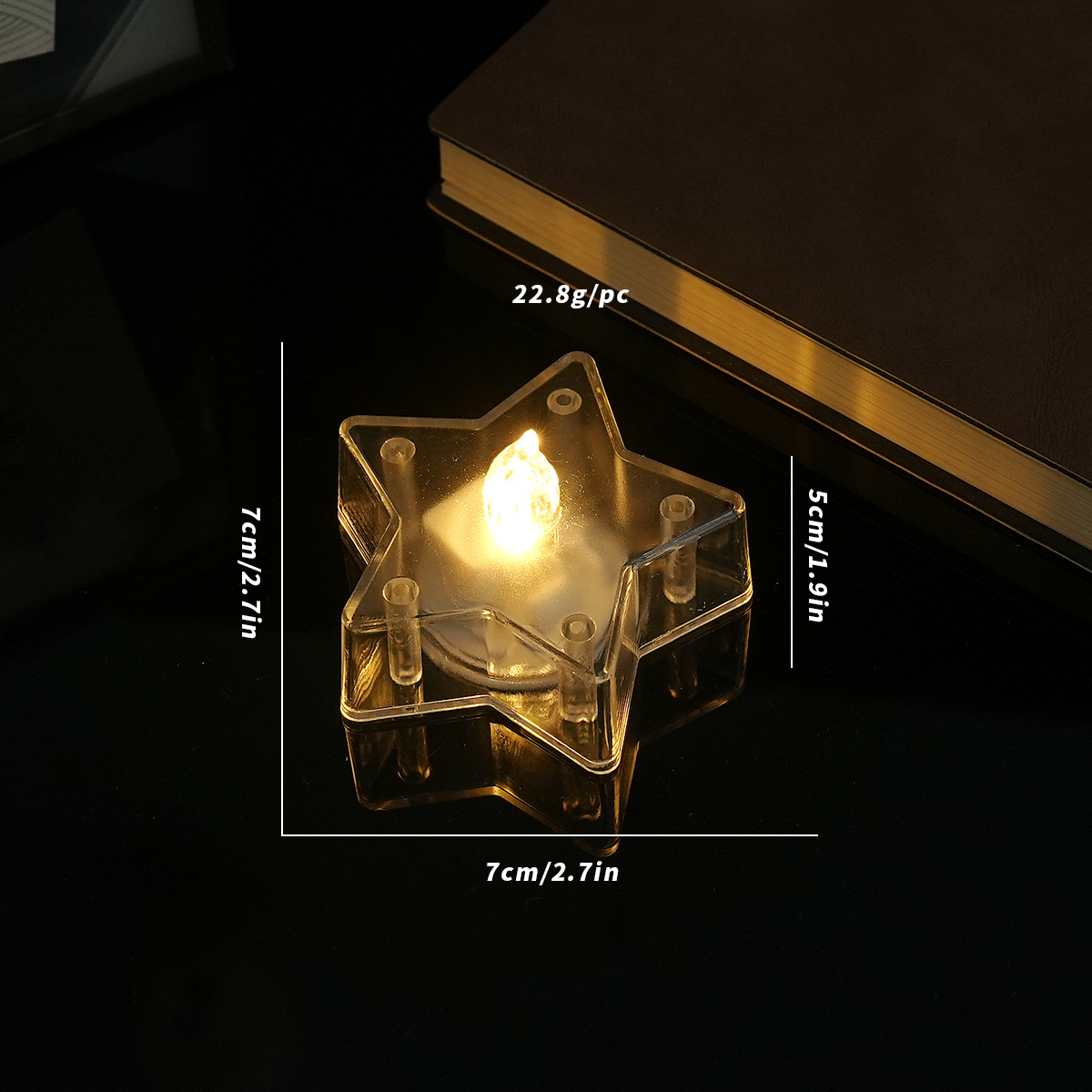 Navidad copo de nieve luz de vela electrónica LED sin humo té cera simulación vidrio fiesta de cumpleaños ambiente romántico luz de vela