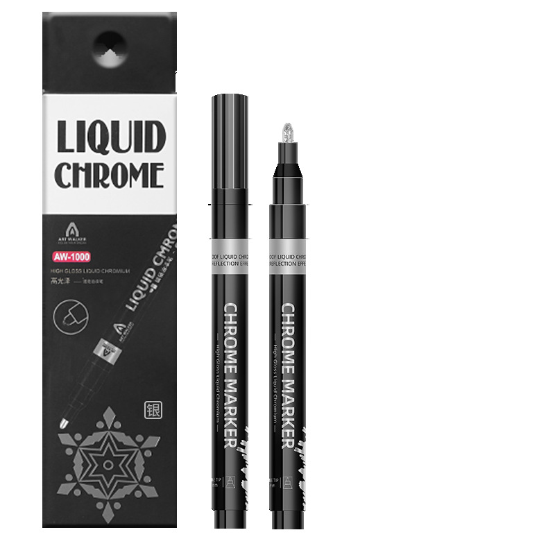 De alto brillo espejo cromado marcador de metal pluma de pintura reflexiva pluma DIY Gundam plástico modelo de uñas pluma de metal