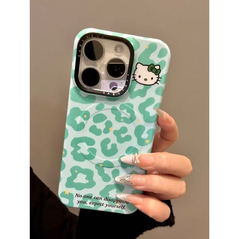 软萌乖坐绿背带猫咪磁吸支架适用iphone16promax苹果15手机壳新款|undefined