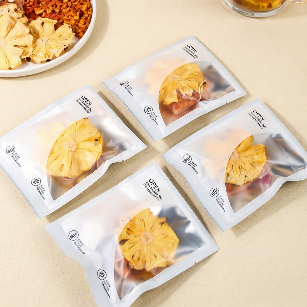 Summer Fruit Tea Lemon Mint Sweet Plum Herbal Blend Refreshing Iced Tea 20g Pack preparation