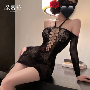 Domila Sexy Lingerie Rose Whisper Mesh Cut Out Body Stockings Sexy Pure Desire See-Through Hip-Covering Mesh Y050