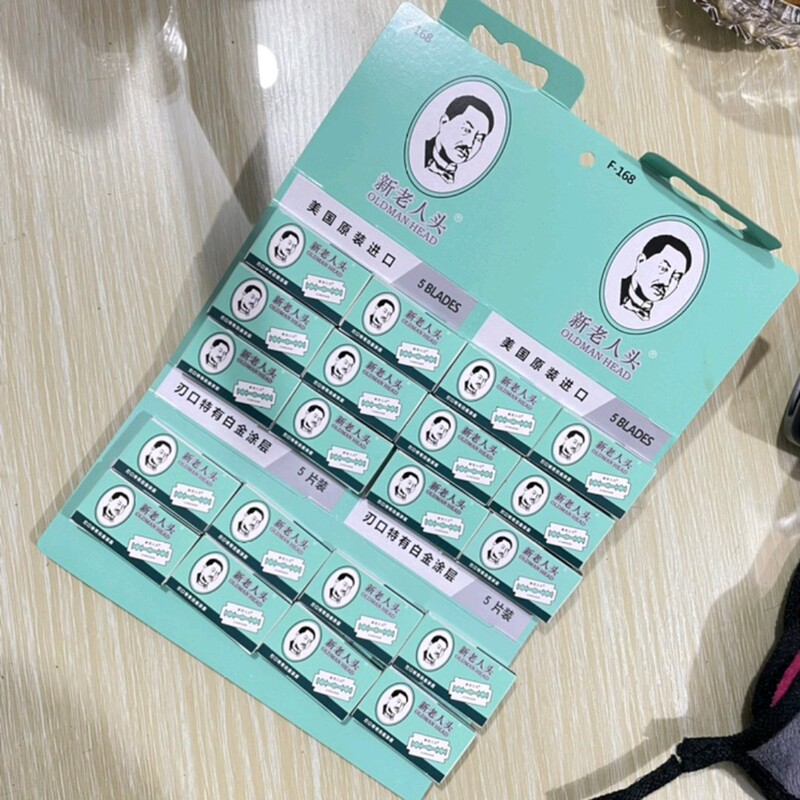 New Old Man's Head F-168 Stainless Steel Double-Sided Blade Manual Razor Blade Old-Fashioned Razor Blade 100 Pieces from the United States