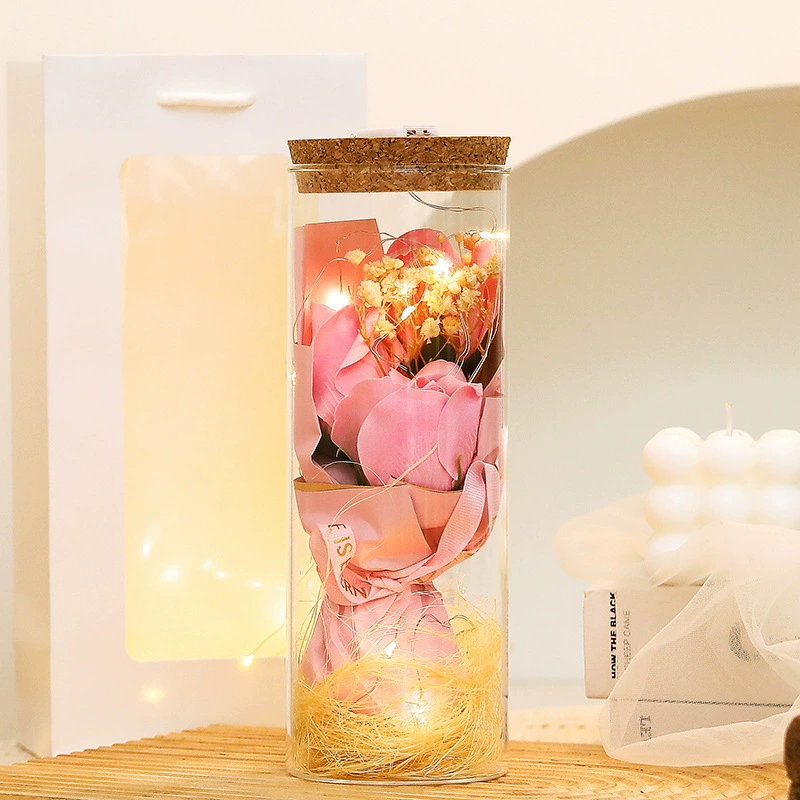 Подарочная стеклянная открытка ко Дню матери с букетом пожеланий Rose Eternal Bouquet Ornament Creative Dried Flowers 520 оптовая продажа