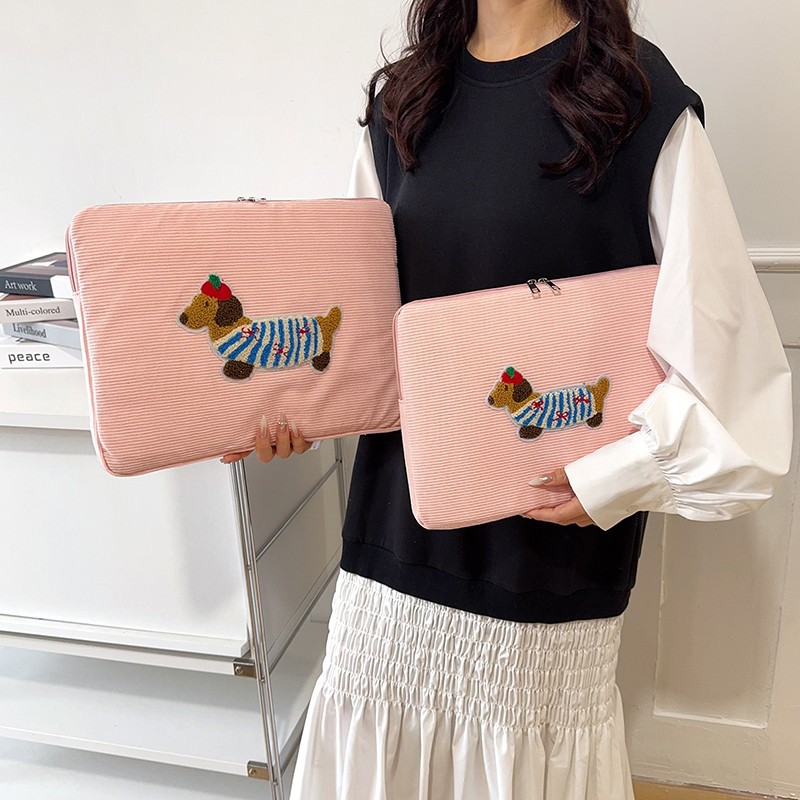 Corduroy Striped 11inch iPad Pro Tablet Sleeve Bag 14inch Laptop Protective Case Storage Bag for Women