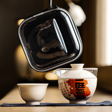 草木灰创意玻璃快客杯便携茶具陶瓷户外旅行功夫泡茶露营一壶二杯