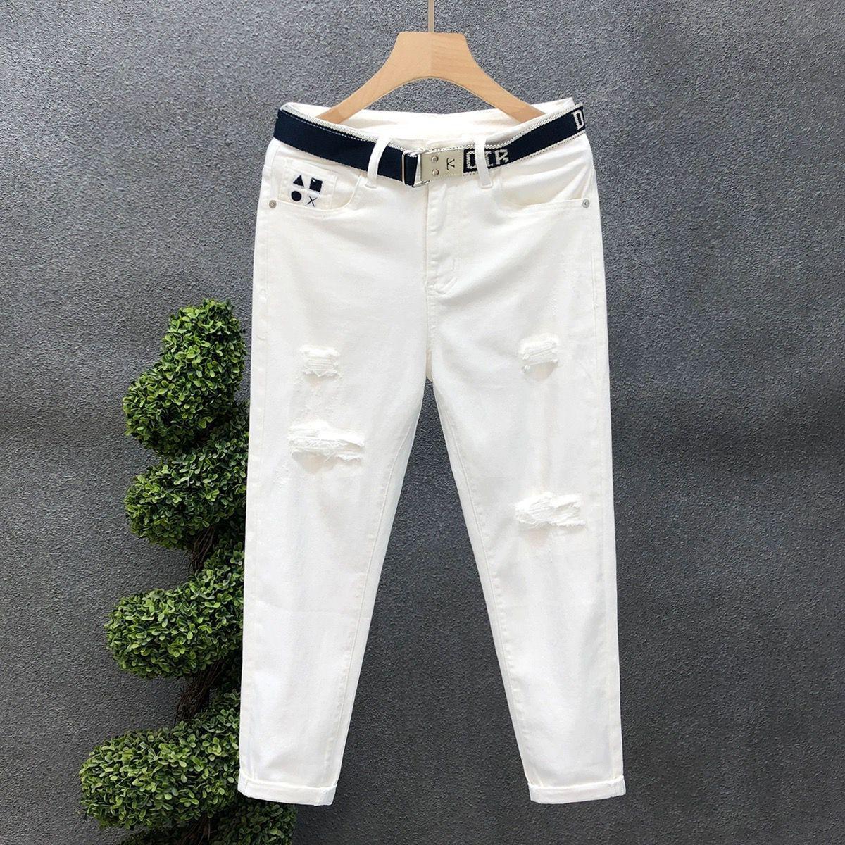 Abbigliamento maschile Jeans strappati Social Rogue per uomo, marchio alla moda, pantaloni aderenti aderenti estivi sottili e aderenti, modello Nine Point_voghion.com