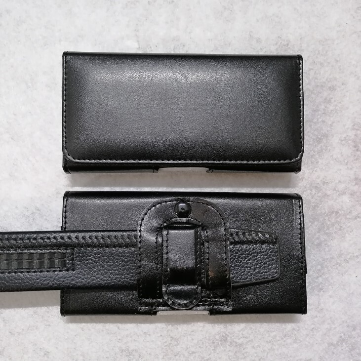 Suitable for 14pro Plain Universal Leather Case Mobile Phone Waist Bag Waist Hanging Leather Case Bag Wearing Belt Waist Hanging Apple 13