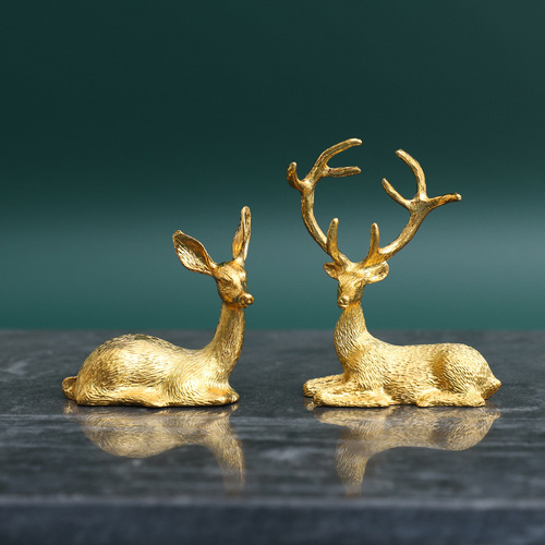 Cross-border mini luxury deer ornaments sika deer creative modern living room TV cabinet wine cabinet entrance decoration crafts