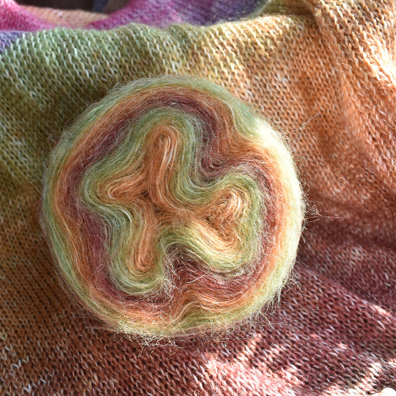 Cálido gradiente de lujo mohair sección larga teñido mohair hilo fino ganchillo suéter seda joven mohair lana bola