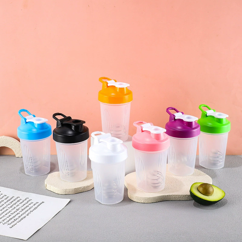 Бутылка-шейкер для протеинового порошка 400 мл с ручкой и мерной шкалой, пластиковая, для фитнеса и спорта, для заменителя питания (молочный коктейль)