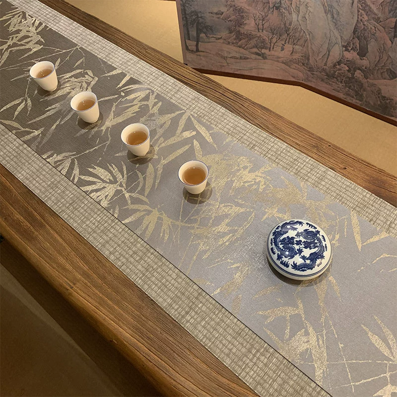 Эстетический чайный коврик в стиле песни, изолированный двусторонний ретро-жаккардовый хлопковый и льняной скатерти в стиле дзен, новая чайная ткань для чайного стола в китайском стиле.