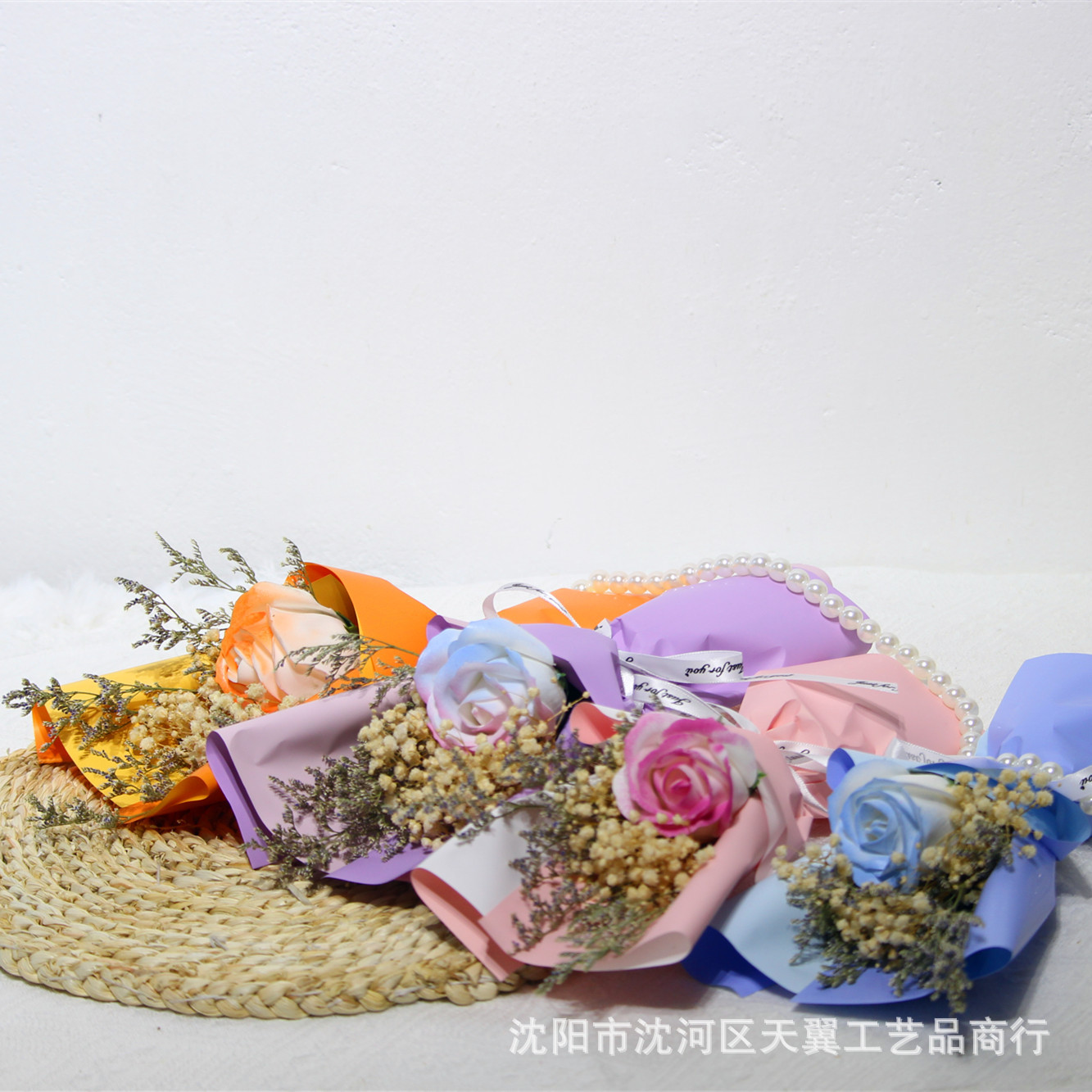 Bolsa de regalo con rosas para el Día de San Valentín, flor de jabón eterna, ramo de flores al por mayor de puesto ambulante, flores secas de aliento de bebé, regalo para el Día del Maestro