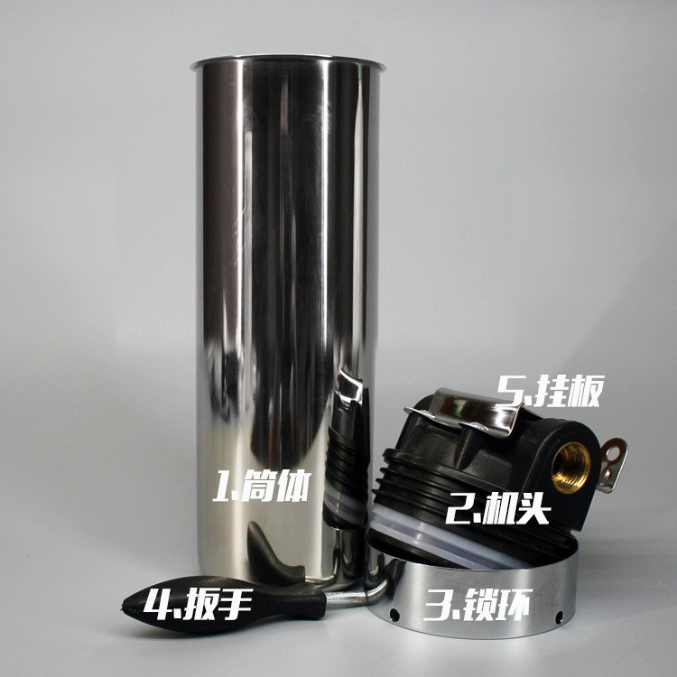 Cartucho de filtro del acero inoxidable de la categoría alimenticia 304 de la botella de filtro del acero inoxidable de 10 pulgadas 4 puntos 6 puntos cáscara semi-inoxidable del filtro de los dientes de cobre de 1 pulgada