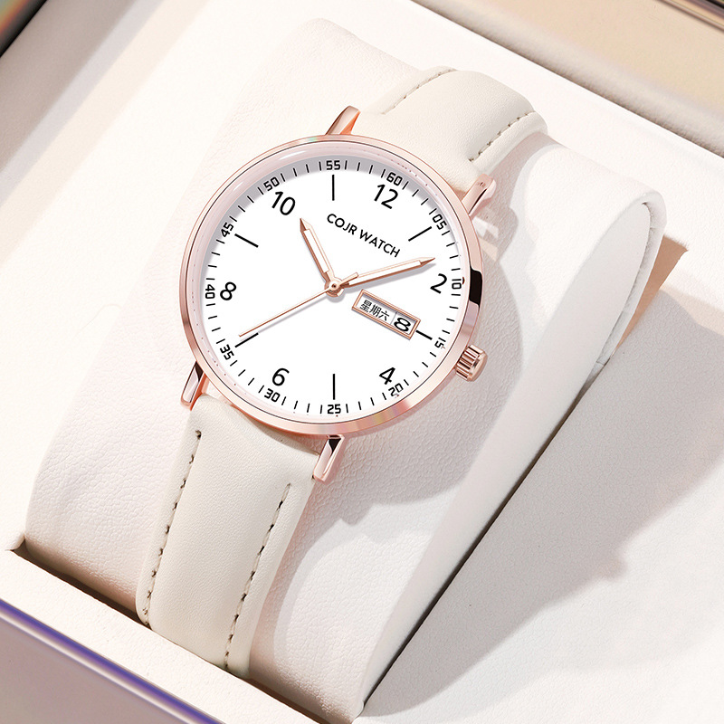 Cojr Kidsren's Student Junior High School Ladies' Accessible Luxury Niche Simple Elegant Silent Luminous Waterproof Quartz Watch Women's Watch