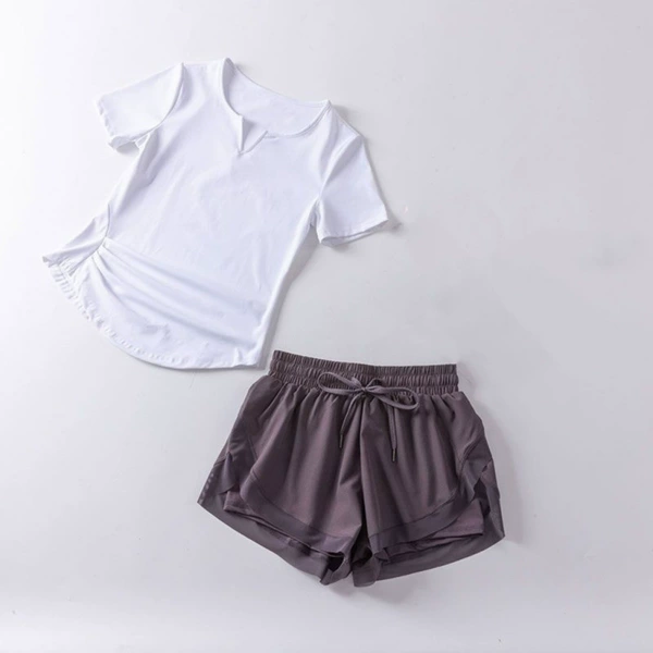 White purple shorts, set, with short sleeve