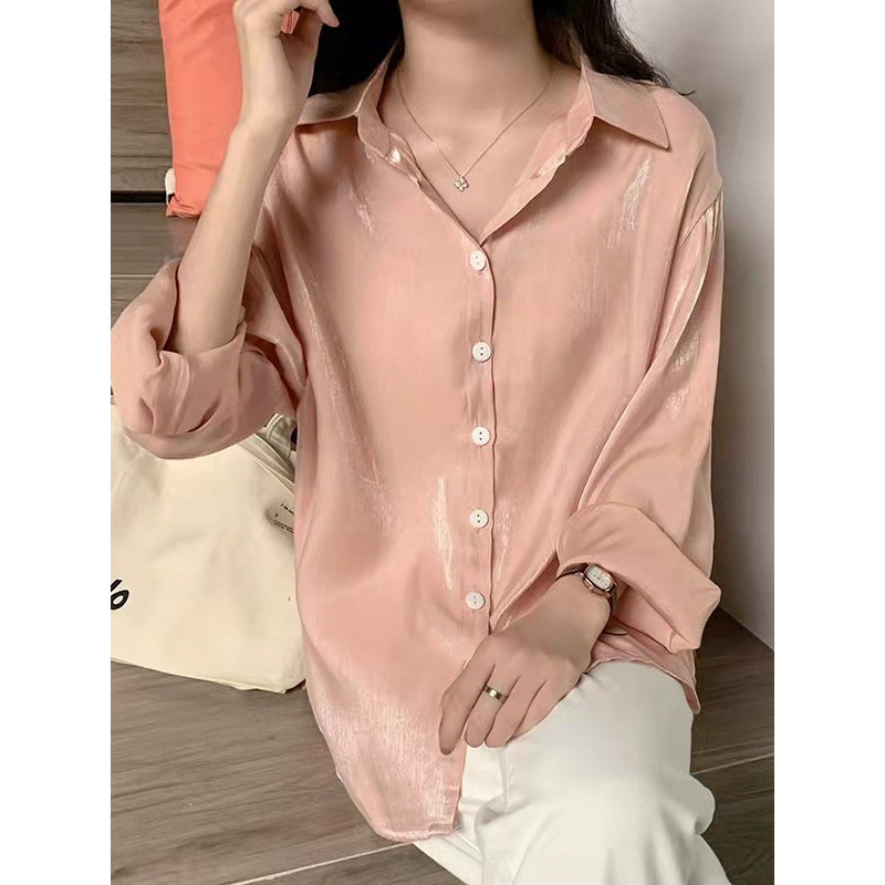 Mermaid Ji Polarized Shirt Women's Design Niche 2025 Spring and Autumn Hong Kong Style Retro Jacket Laser Shirt Top