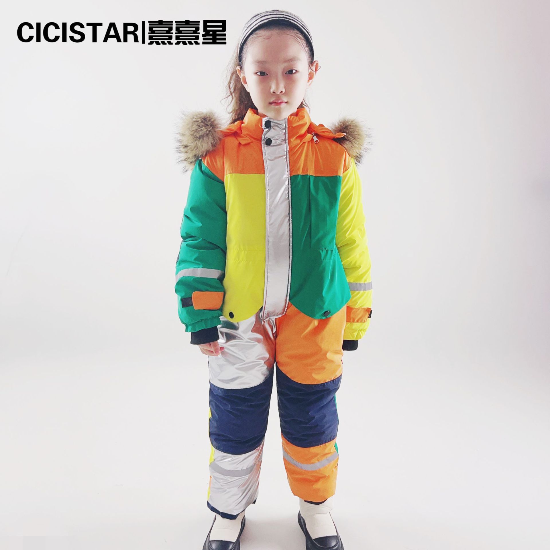 CICISTAR 겨울 새로운 어린이 스키 세트 야외 싱글 및 더블 빛나는 방풍 방수 두꺼운 따뜻한 면 패딩 재킷