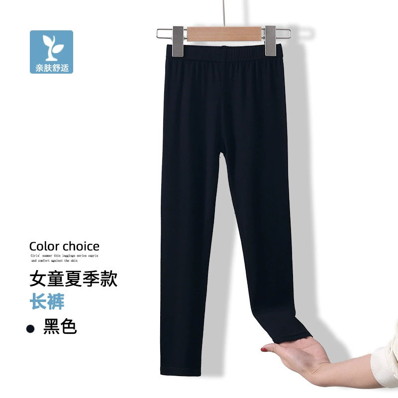 Summer leggings, black children's white colored trousers, for teenagers