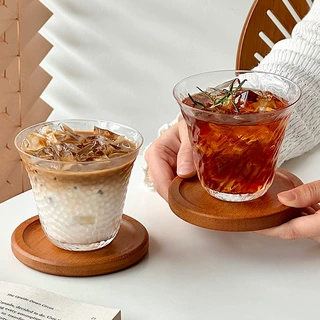 ins风阔口玻璃咖啡杯轻薄冰美式拿铁杯茶杯特调鸡尾酒杯冷饮杯子