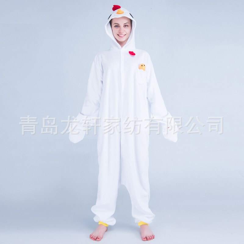 Cross-Border Little Yellow Chicken Fleece Cartoon One-Piece Pajamas White Chicken Animal Performance Costumes Manufacturer Wholesale Home Wear Cross-Border Little Yellow Chicken Fleece Cartoon One-Piece Pajamas White Chicken Animal Performance Costumes Manufacturer Wholesale Home Wear