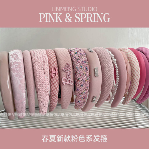 2024 Spring Pink High Crown Butterfly Bow Headband Hair Accessory Korean Sweet Cute Headband Fashion Blogger Simple Hair Accessory