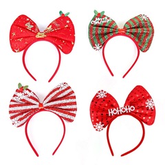 クロスボーダーAmazonクリスマスヘッドバンドリボンヘッドバンドバックルかわいい大きなリボンスパンコールクリスマスヘッドバンドヘアアクセサリー