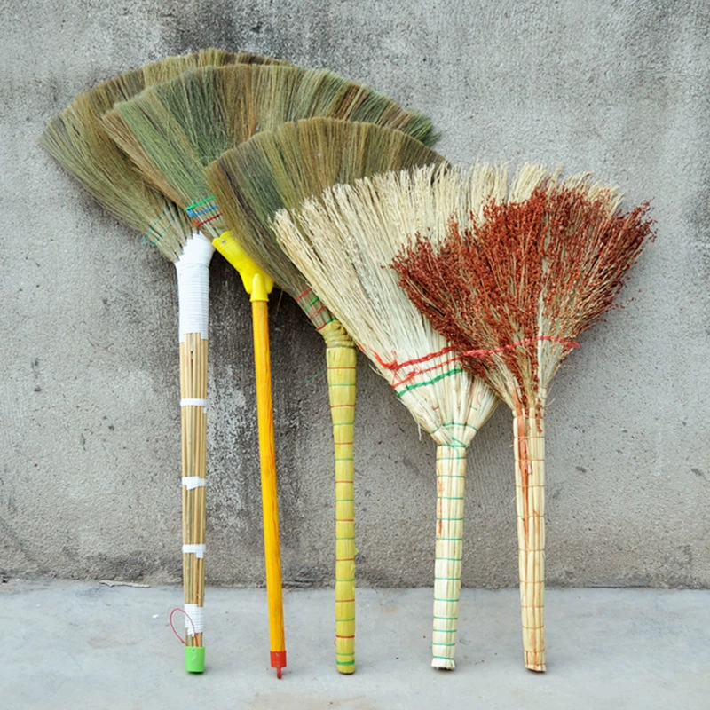 Чистая ручная метла из красной sorghum с broom из ладони пальмы хлопок журавлиная белая семена растение книга
