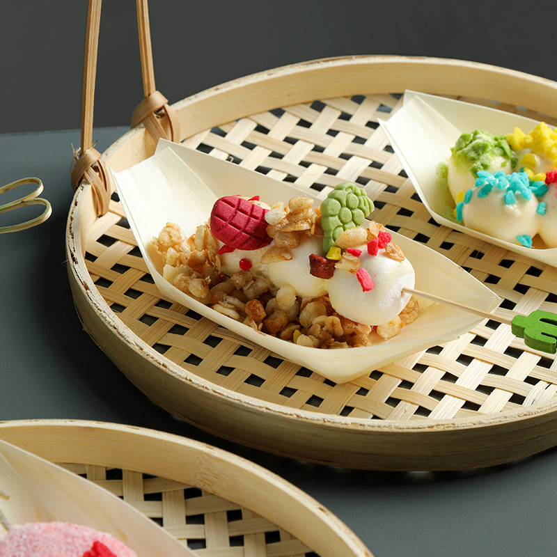 一次性壽司打包盒木皮船小吃盤點心料理刺身擺盤茶點木舟創意餐具