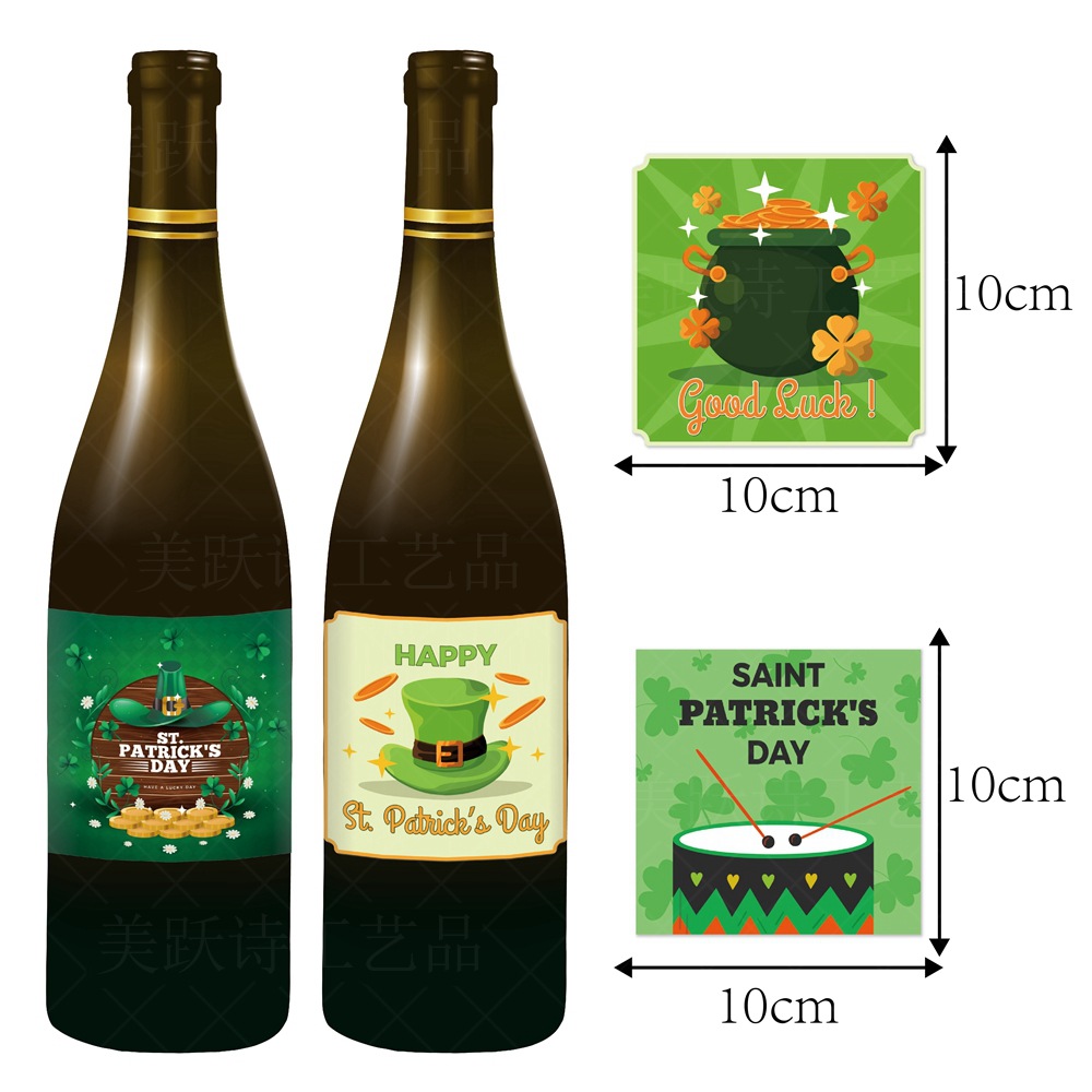 2024 irlandés tema Fiesta decoración vino botella pegatinas día de San Patricio decoración Pegatinas
