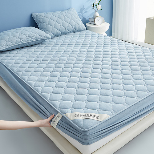 Washed cotton fitted sheet three-piece pillowcase cotton quilted thickened home bed cover protective cover Simmons full surround