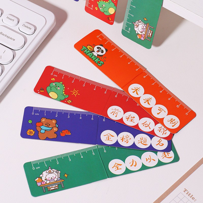 Regla magnética plegable Regla de marcadores Clip de página de libro Escala de texto inspiradora Herramienta de medición de pintura para estudiantes de primaria