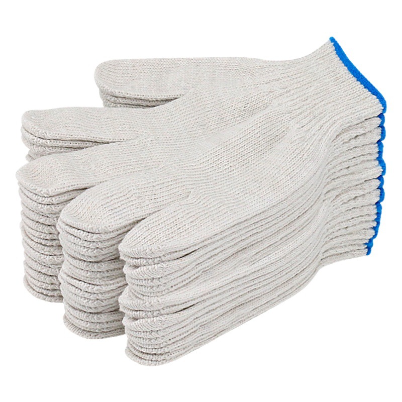 Guantes de hilo de algodón engrosado sitio de construcción trabajo guantes de hilo resistentes al desgaste al por mayor de punto guantes de trabajo blancos resistentes a las manchas fabricante