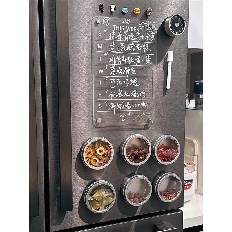 Refrigerador tablero de visualización tablero de mensajes acrílico transparente puerta de hierro magnética agenda semanal memorándum borrable