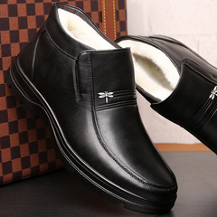 棉鞋男士真皮冬季保暖加絨牛筋底中老年爸爸冬天羊毛防滑男棉皮鞋