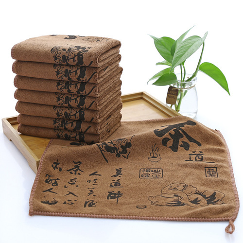 Wholesale Tea Towel Print Cleaning Absorbent Thick Solid Color Tea Towel Tea Cloth Tea Ceremony Towel Accessory Square Towel Rag LOGO