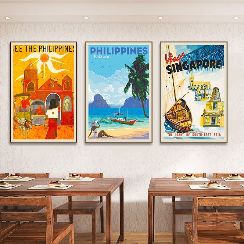 Singapore Philippines Wen Lai Hanging Painting Characteristic Style Food Restaurant Landscape Culture Customs City Architectural Mural