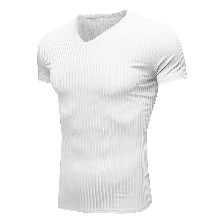 Men's Solid Color Simple Style V Neck Short Sleeve Slim Men's T-shirt display picture 13