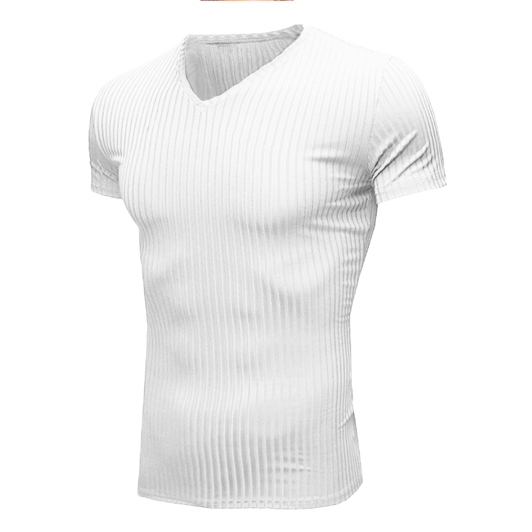 Hombres Color Sólido Estilo Simple Cuello En V Manga Corta Delgado Camiseta Hombre display picture 13