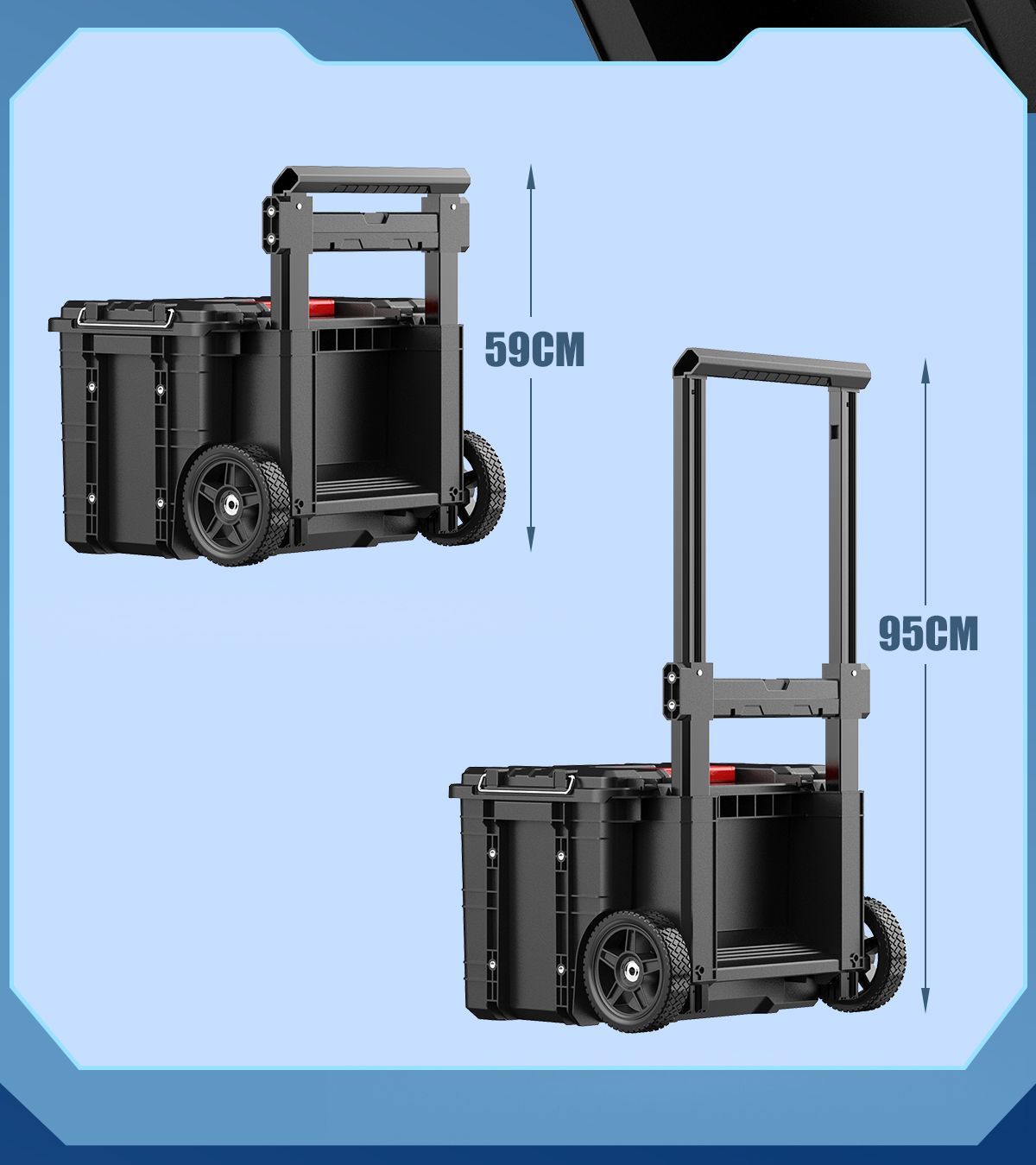 Delixi Pull-Rod Tool Box Combination Stackable Large Tool Box for Woodworking, Industrial Use, Large Capacity