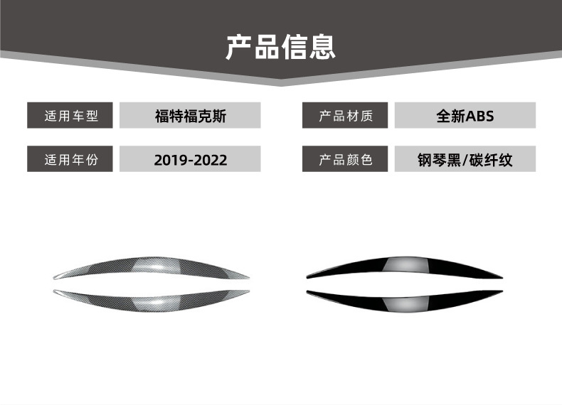 Headlight Eyelids Trim Cover for Ford Focus MK4 2019-2021
