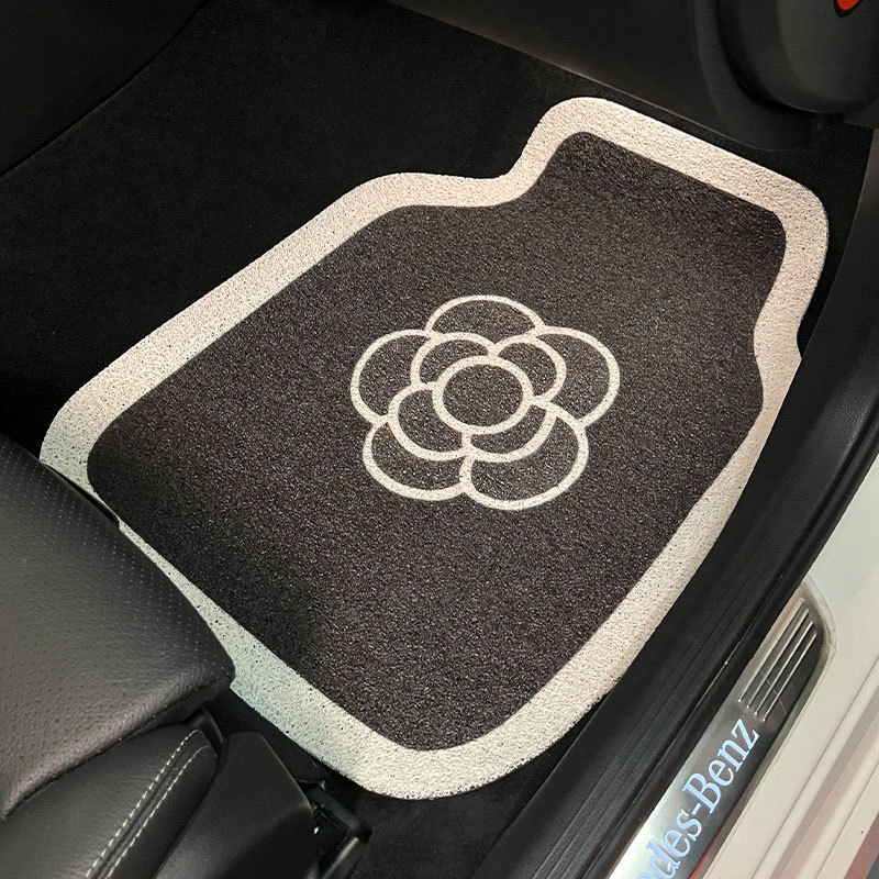 Light Luxury Camellia Silk Loop Universal Car Floor Mats, Anti-Dirt and Dirt-Resistant Car Floor Mats