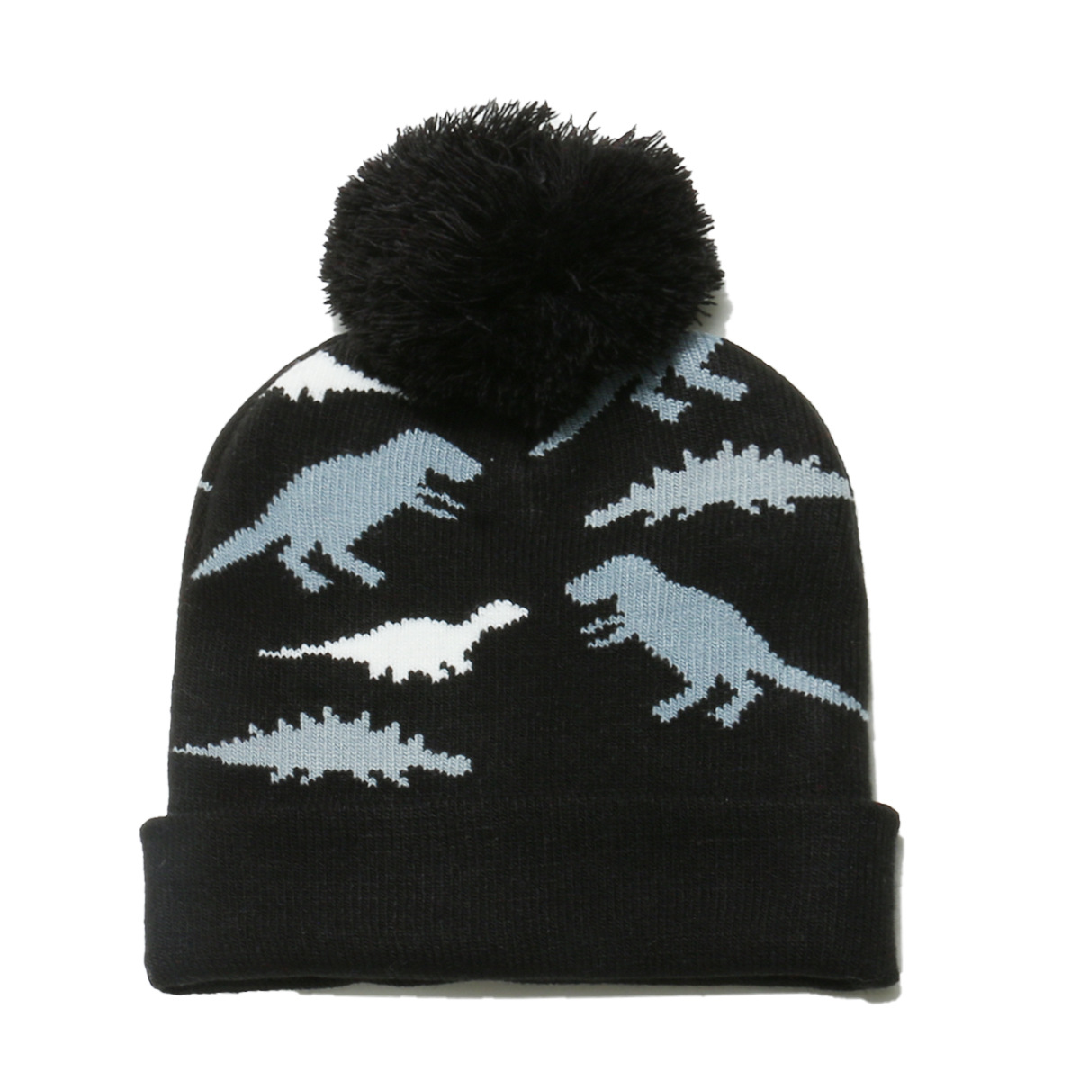 105g Weight Hat Classification Polyacrylonitrile Fiber Fabric Type Wool Cap Hats Type 1 Piece Quantity Outdoor, Daily Occasion Dinosaur Pattern Autumn&Winter Season Children Unisex Gender Pom Poms, Jacquard Design Cartoon Style, Cute Style Children Unisex Cartoon Style Cute Dinosaur Pom Poms Jacquard Wool Cap 6