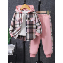 W 17385 Kids plaid two-piece set ��ͯ���������׿羳����